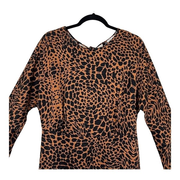 Hugo Boss Size 8 Darkea Long Sleeve Animal Print Midi Satin Dress - Picture 3 of 6